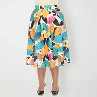 White Mark Womens Plus Adjustable Features Midi Pleated Skirt