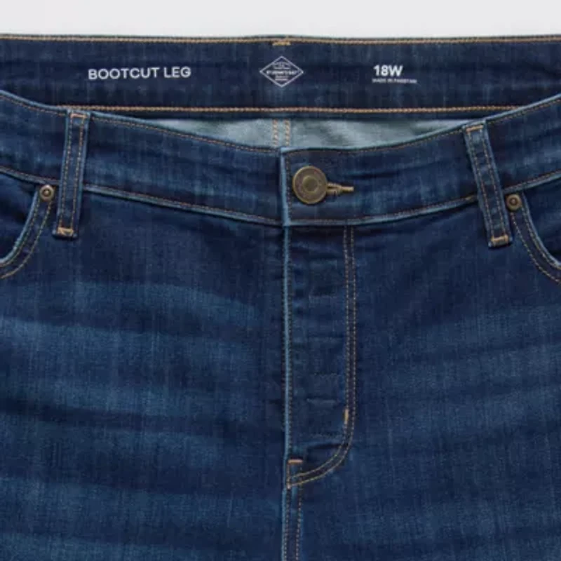 St. John's Bay-Plus Adaptive Womens Mid Rise Bootcut Easy-on + Easy-off Jean