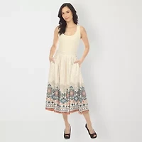 White Mark Womens Easy-on + Easy-off Midi Pleated Skirt