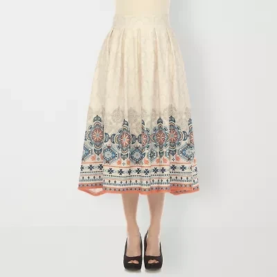 White Mark Womens Easy-on + Easy-off Midi Pleated Skirt