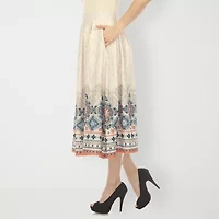 White Mark Womens Easy-on + Easy-off Midi Pleated Skirt