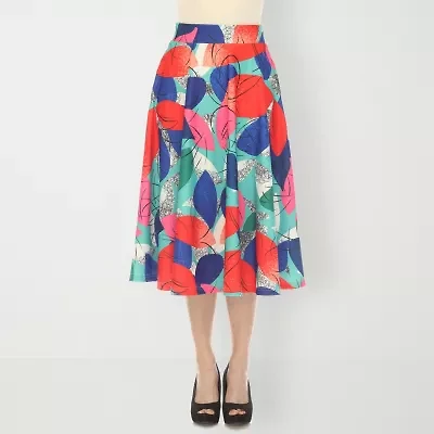 White Mark Womens Easy-on + Easy-off Midi Pleated Skirt