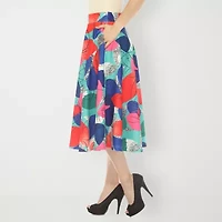 White Mark Womens Easy-on + Easy-off Midi Pleated Skirt