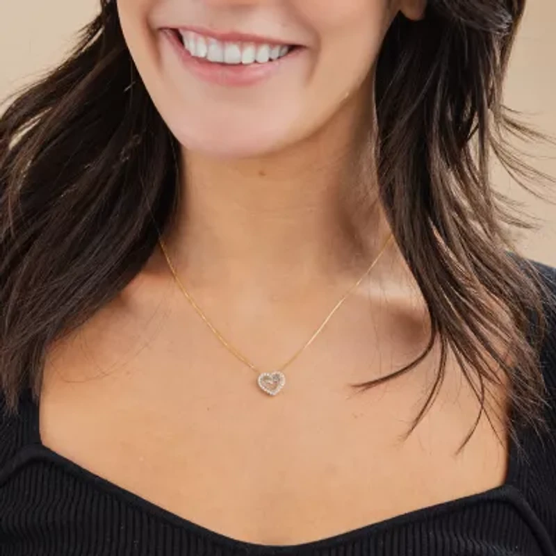 (G/Si2) Womens 1/4 CT. T.W. Lab Grown White Diamond 10K Gold Heart 18 Inch Pendant Necklace