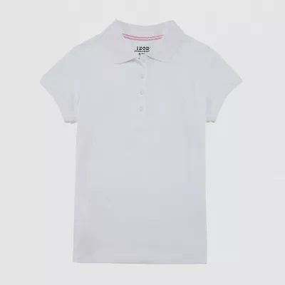 IZOD Little & Big Kid Girls Short Sleeve Regular Fit Stretch Fabric Polo Shirt