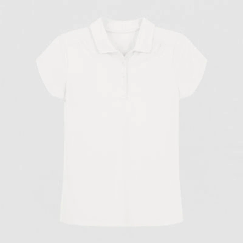 IZOD Performance Mesh Little & Big Kid Girls Short Sleeve Regular Fit Wrinkle Resistant Moisture Wicking Polo Shirt