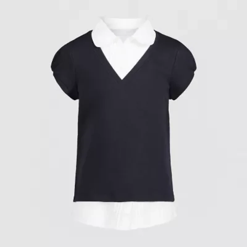 IZOD Little & Big Kid Girls Short Sleeve Layered Top