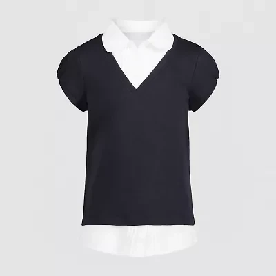 IZOD Little & Big Kid Girls Short Sleeve Layered Top