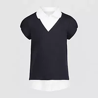 IZOD Little & Big Kid Girls Short Sleeve Layered Top