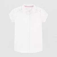 IZOD Little & Big Kid Girls Short Sleeve Regular Fit Stretch Fabric Button-Down Shirt
