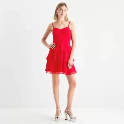 by&by Womens Juniors Sleeveless Fit + Flare Dress