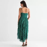 Radiante Couture Womens Sleeveless High-Low Juniors Fit + Flare Dress