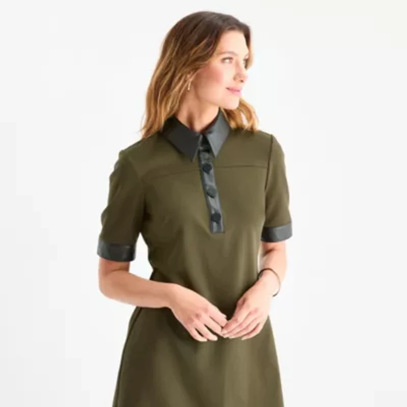Willow Glenn Womens Short Sleeve Shirt Dress