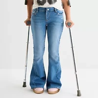 Arizona - Juniors Extreme Low Rise Clean Adaptive Womens Flare Leg Easy-on + Easy-off Jean