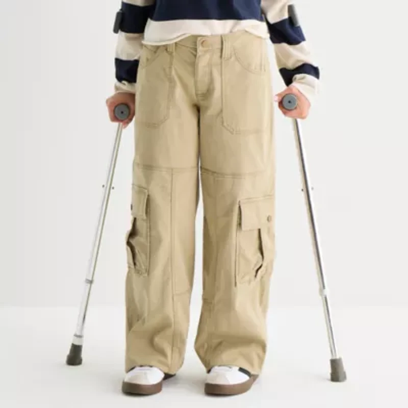Arizona Adaptive Womens Adjustable Features Straight Low Rise Juniors Cargo Pant