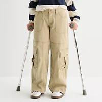 Arizona Adaptive Womens Adjustable Features Straight Low Rise Juniors Cargo Pant