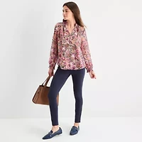 St. John's Bay Womens Split Crew Neck Long Sleeve Blouse