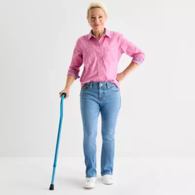 St. John's Bay Womens Mid Rise Adaptive Bootcut Easy-on + Easy-off Jean