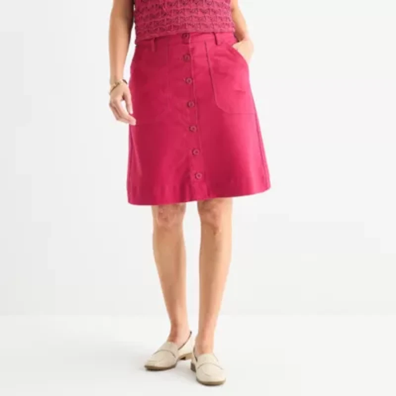 Liz Claiborne Womens Mid Rise Midi A-Line Skirt