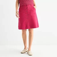 Liz Claiborne Womens Mid Rise Midi A-Line Skirt