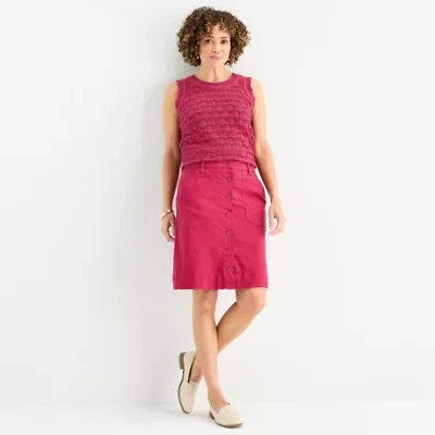 Liz Claiborne Womens Mid Rise Midi A-Line Skirt