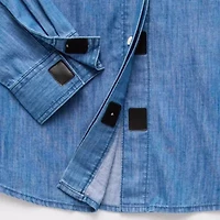 St. John's Bay Womens Plus Easy-on + Easy-off Hidden Access Opening Fitted Long Sleeve Regular Fit Button-Down Shirt