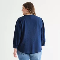 St. John's Bay Womens Long Sleeve Blouse