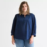 St. John's Bay Womens Long Sleeve Blouse