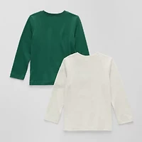 Okie Dokie Toddler & Little Boys Crew Neck Long Sleeve Regular Fit 2-pc. Graphic T-Shirt