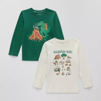 Okie Dokie Toddler & Little Boys Crew Neck Long Sleeve Regular Fit 2-pc. Graphic T-Shirt