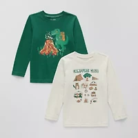Okie Dokie Toddler & Little Boys Crew Neck Long Sleeve Regular Fit 2-pc. Graphic T-Shirt
