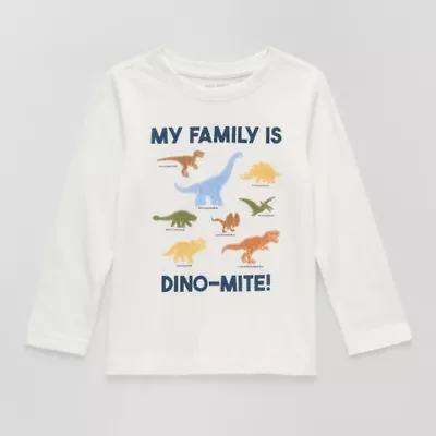 Okie Dokie Toddler & Little Boys Crew Neck Long Sleeve Adaptive Regular Fit Graphic T-Shirt