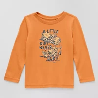 Okie Dokie Toddler & Little Boys Crew Neck Long Sleeve Adaptive Regular Fit Graphic T-Shirt