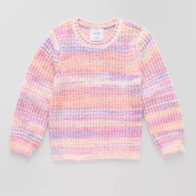 Okie Dokie Toddler & Little Girls Crew Neck Long Sleeve Pullover Sweater