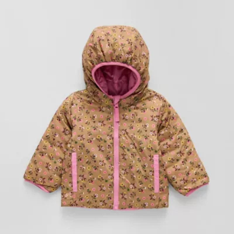 Okie Dokie Baby Girls Water Resistant Midweight Reversible Puffer Jacket