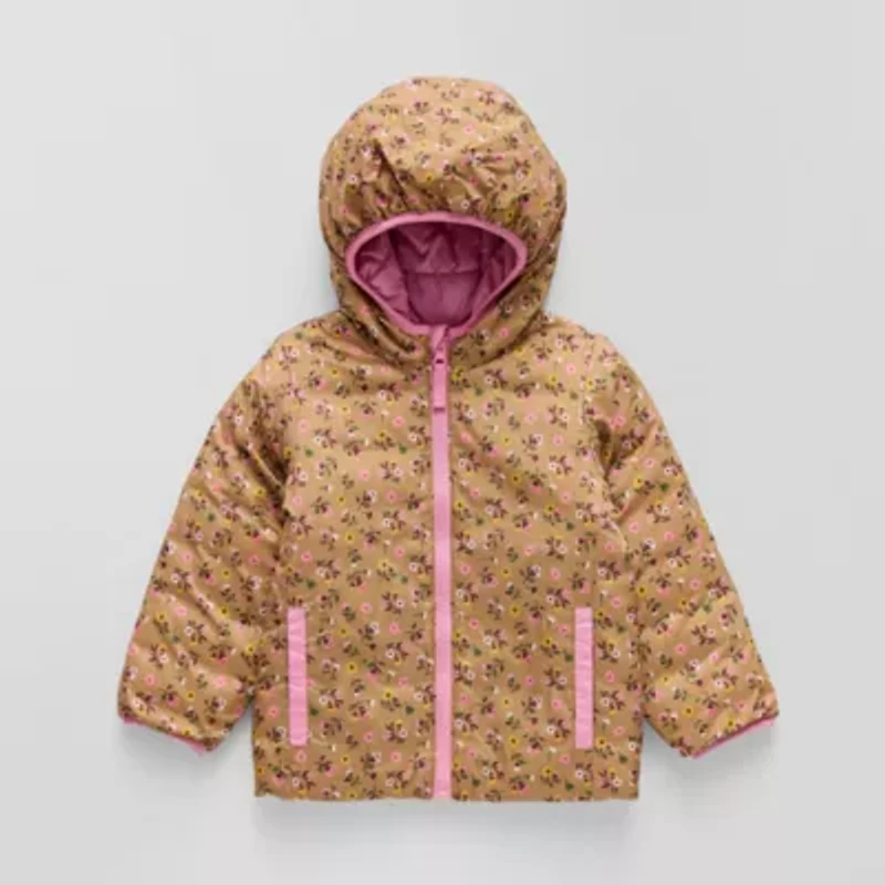 Okie Dokie Toddler Girls Water Resistant Midweight Reversible Puffer Jacket
