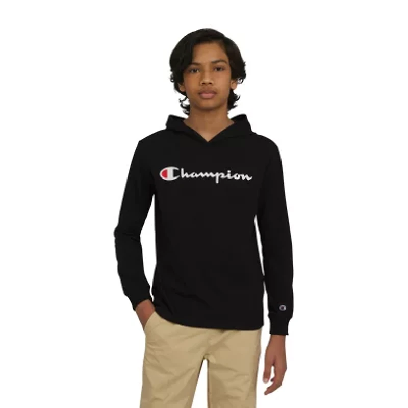 Champion Big Kid Boys Hooded Long Sleeve Regular Fit Graphic T-Shirt