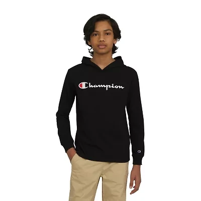 Champion Big Boys Hooded Long Sleeve Graphic T-Shirt