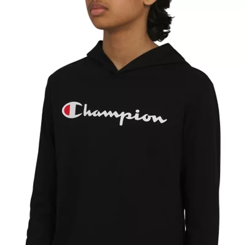 Champion Big Kid Boys Hooded Long Sleeve Regular Fit Graphic T-Shirt