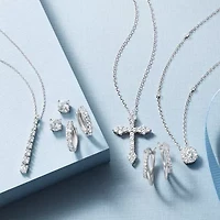 Yes Please! Womens Lab Created White Sapphire Sterling Silver 18 Inch Pendant Necklace