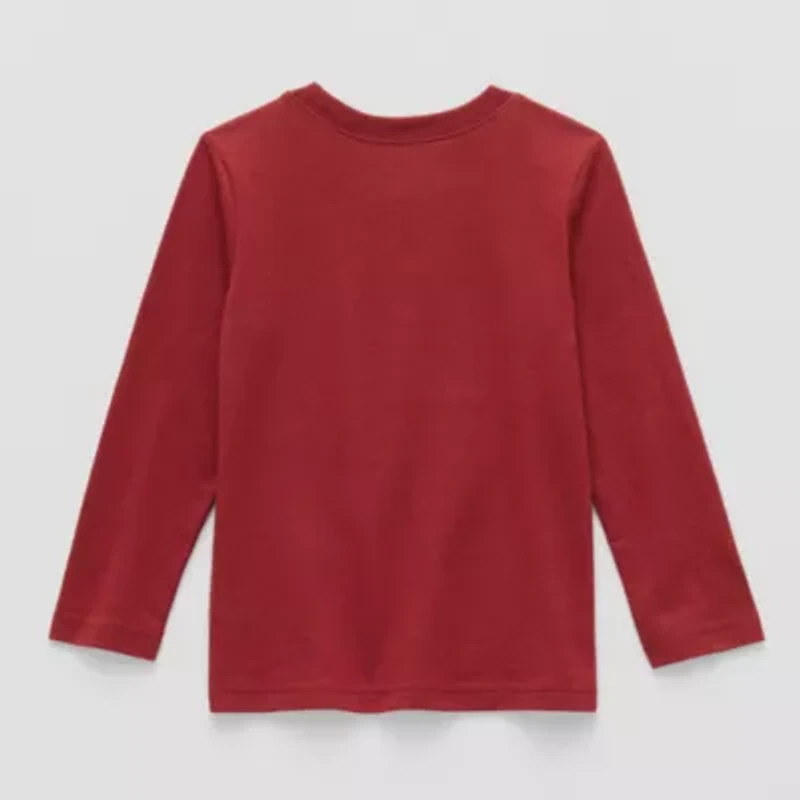 Okie Dokie Toddler & Little Boys Crew Neck Long Sleeve Regular Fit Graphic T-Shirt