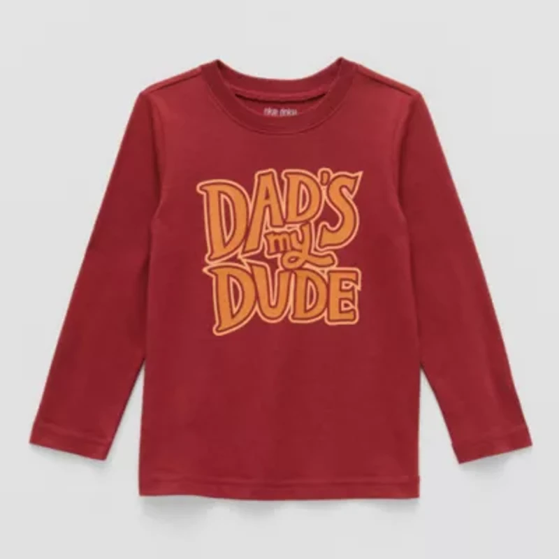 Okie Dokie Toddler & Little Boys Crew Neck Long Sleeve Regular Fit Graphic T-Shirt