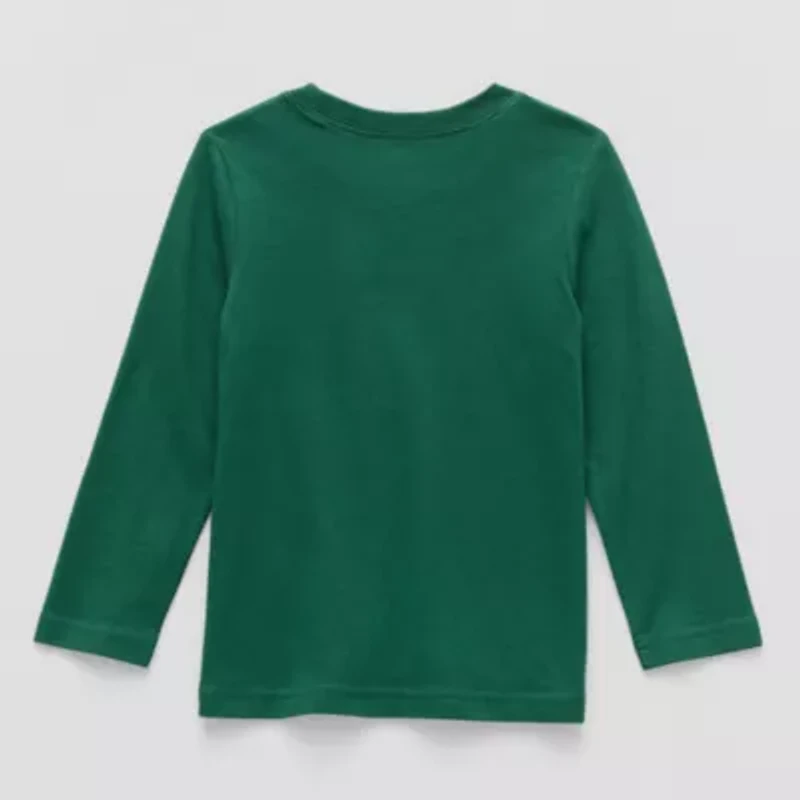 Okie Dokie Toddler & Little Boys Crew Neck Long Sleeve Regular Fit Graphic T-Shirt