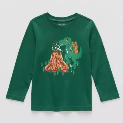 Okie Dokie Toddler & Little Boys Crew Neck Long Sleeve Regular Fit Graphic T-Shirt