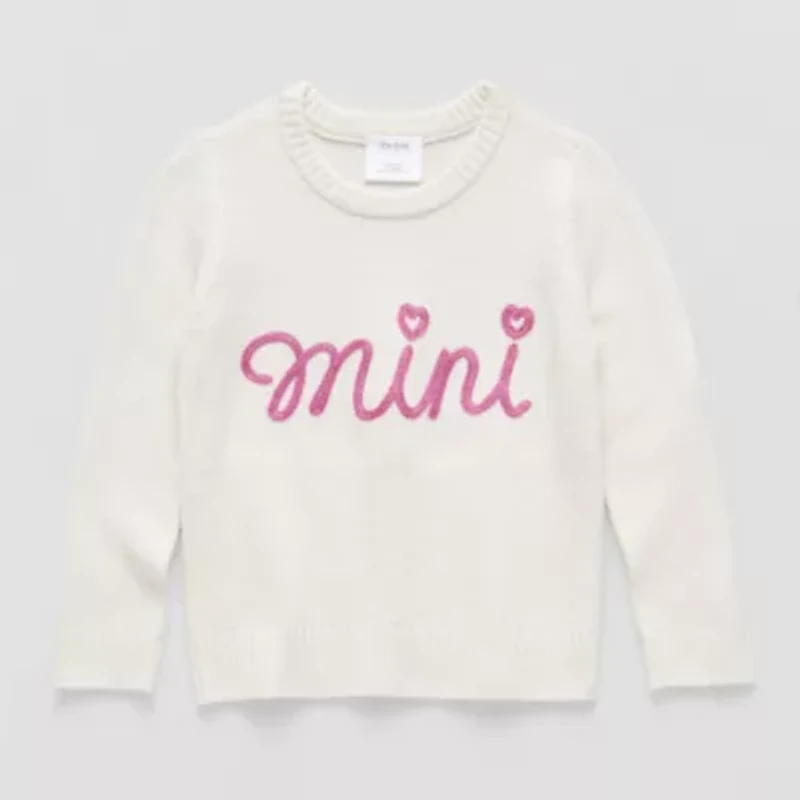 Okie Dokie Toddler & Little Girls Crew Neck Long Sleeve Pullover Sweater