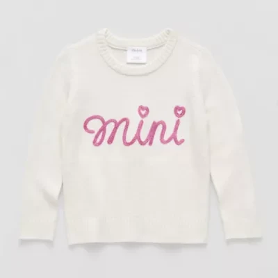 Okie Dokie Toddler & Little Girls Crew Neck Long Sleeve Pullover Sweater