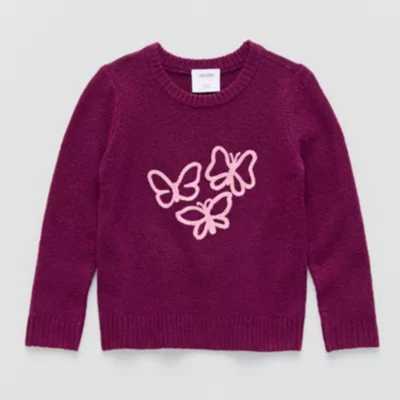 Okie Dokie Toddler & Little Girls Crew Neck Long Sleeve Pullover Sweater