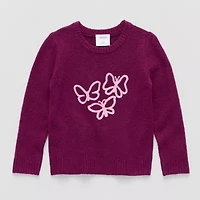 Okie Dokie Toddler & Little Girls Crew Neck Long Sleeve Pullover Sweater