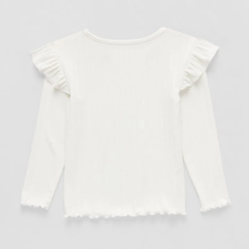 Okie Dokie Toddler & Little Girls Crew Neck Long Sleeve T-Shirt
