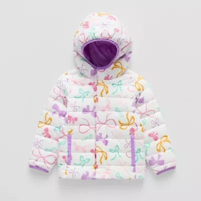 Okie Dokie Toddler Girls Adaptive Water Resistant Easy-on + Easy-off Midweight Puffer Jacket